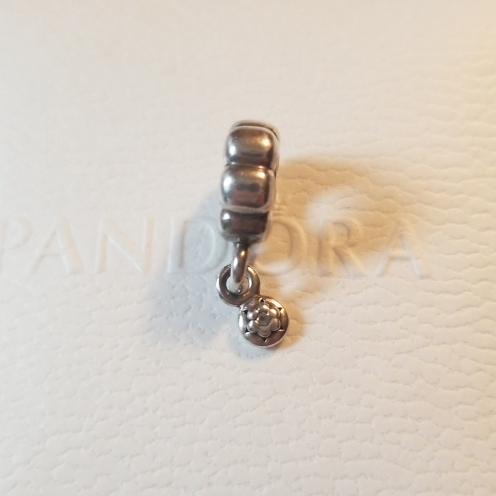 Pandora Cz Flower Dangle Charm Sterling Silver